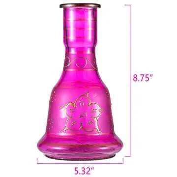 20" Hookah set - 2 Hose Premium Shisha Hookah Kit with Glass Vase, Ceramic Bowl and Coal Tongs Ashtray (4 Hose Purple Pink)