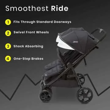 Jeep Destination Ultralight Side x Side Double Stroller, Midnight
