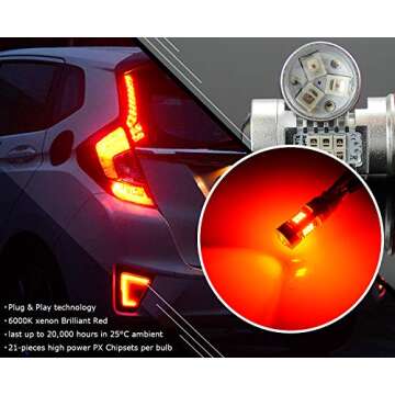 JDM ASTAR Bright Red Brake LED Bulbs for Trucks