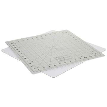 Fiskars Rotating Cutting Mat - 14" x 14" Grid to Cut Fabric Squares Easily - Perfect for Quilting, Sewing and Craft Projects - Self-Healing Mat - Gray