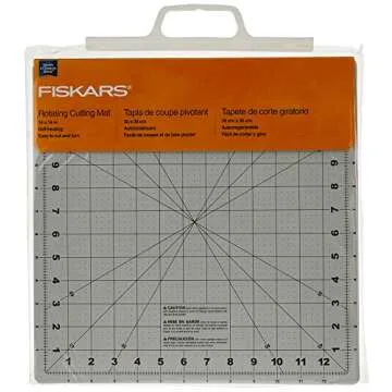 Fiskars Rotating Cutting Mat - 14" x 14" Grid to Cut Fabric Squares Easily - Perfect for Quilting, Sewing and Craft Projects - Self-Healing Mat - Gray