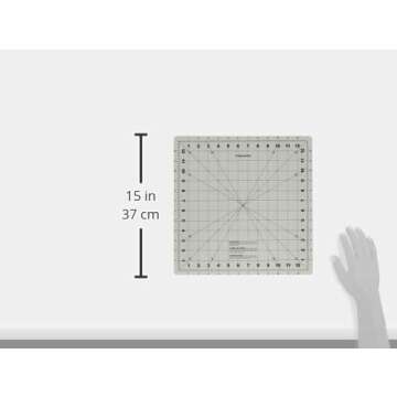 Fiskars Rotating Cutting Mat - 14" x 14" Grid to Cut Fabric Squares Easily - Perfect for Quilting, Sewing and Craft Projects - Self-Healing Mat - Gray