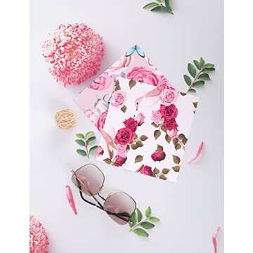 6PCS Thickened Glasses Cleaning Cloth Elegant Flower Design Microfiber Cleaning Cloth, Multi-Colored Eyeglass Lens Cleaning Cloths, Soft Wipes for Reusable Eyeglass and Phone Screens (Peony)