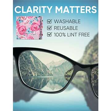 6PCS Thickened Glasses Cleaning Cloth Elegant Flower Design Microfiber Cleaning Cloth, Multi-Colored Eyeglass Lens Cleaning Cloths, Soft Wipes for Reusable Eyeglass and Phone Screens (Peony)
