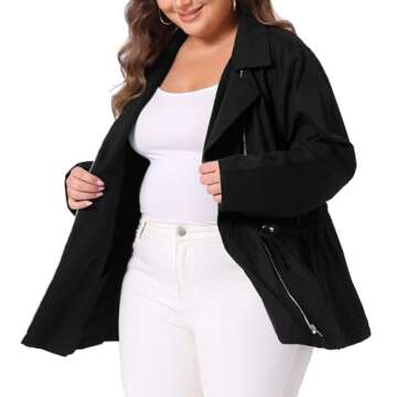 Agnes Orinda Plus Size Anorak Jackets for Women Drawstring Waist Trench Coat Utility Jacket ST Patrick's Day