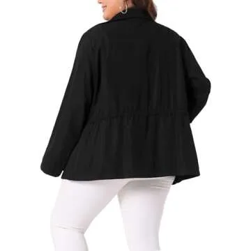 Agnes Orinda Plus Size Anorak Jackets for Women Drawstring Waist Trench Coat Utility Jacket ST Patrick's Day