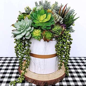 Supla 14 Pcs Unpotted Artificial Succulents Plants Bulk Assorted Faux Succulents in Different Green Hanging String of Pearls Cactus Aloe Succulent Picks for Wedding Centerpieces Floral Arrangement