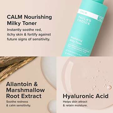 Paula’s Choice Calm Nourishing Milky Toner for Sensitive Skin, Calms + Soothes Redness, Suitable for Rosacea-Prone & Eczema-Prone Skin, Fragrance-Free & Paraben-Free, 4 Fl Oz.