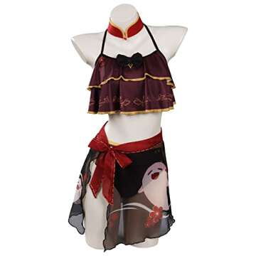 Wolancy Womens Cosplay Swimsuit Two Piece Bathing Suit Mobile Game Swimwear Halter Bikini