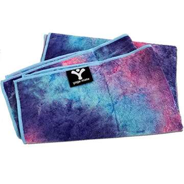 The Perfect Yoga Towel - Super Soft, Sweat Absorbent, Non-Slip Bikram Hot Yoga Towels | Perfect Size for Mat - Ideal for Hot Yoga & Pilates! (Blue & Pink Tye Dye)