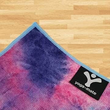 The Perfect Yoga Towel - Super Soft, Sweat Absorbent, Non-Slip Bikram Hot Yoga Towels | Perfect Size for Mat - Ideal for Hot Yoga & Pilates! (Blue & Pink Tye Dye)