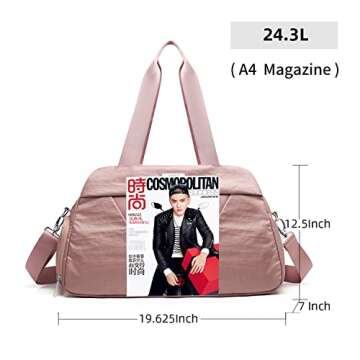Work to Sport Commuter Gym Bag for Women Carry On Weedender Bag with Shoe Compartment and Trolley Sleeve Rose Gold