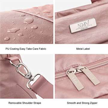 Work to Sport Commuter Gym Bag for Women Carry On Weedender Bag with Shoe Compartment and Trolley Sleeve Rose Gold