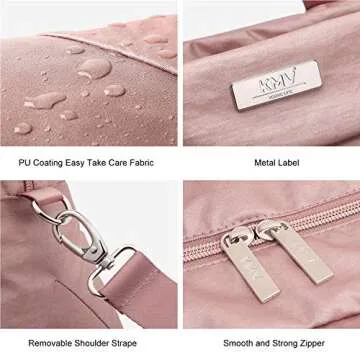 Work to Sport Commuter Gym Bag for Women Carry On Weedender Bag with Shoe Compartment and Trolley Sleeve Rose Gold