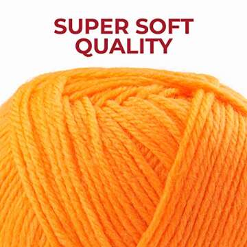 Mind My Thread 3.5oz Super Soft and Versatile Acrylic Yarn for Crocheting | Yarn for Knitting | 216 yds | Modern & Vibrant Color Selection (Vibrant Orange)