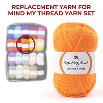Mind My Thread 3.5oz Super Soft and Versatile Acrylic Yarn for Crocheting | Yarn for Knitting | 216 yds | Modern & Vibrant Color Selection (Vibrant Orange)