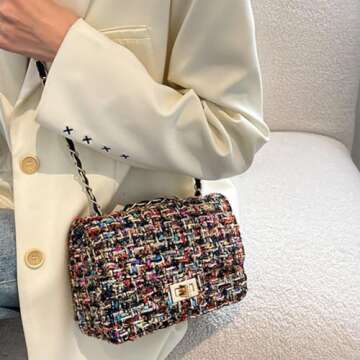 Stylish Women's Tweed Plaid Square Bag For All Occasions