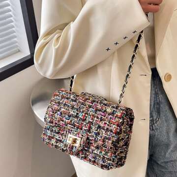 Stylish Women's Tweed Plaid Square Bag For All Occasions