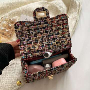 Stylish Women's Tweed Plaid Square Bag For All Occasions