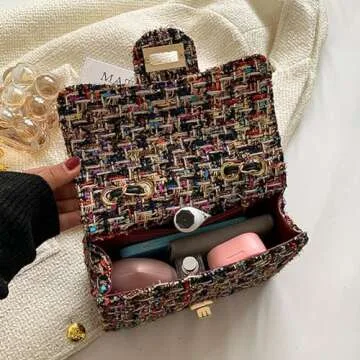 Stylish Women's Tweed Plaid Square Bag For All Occasions