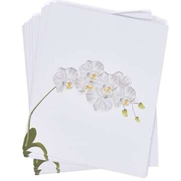 Gift Boutique 100 Pack White Orchid Floral Place Cards Flower Wedding Seating Name Card Table Setting Folded Tent Cards Wedding Placement Party
