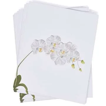 Gift Boutique 100 Pack White Orchid Floral Place Cards Flower Wedding Seating Name Card Table Setting Folded Tent Cards Wedding Placement Party