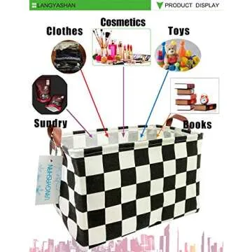 LANGYASHAN Rectangular Storage Bin Collapse Canvas Fabric Cartoon Storage Basket with Handles for Organizing Home Kitchen Boys and Girls Toys Office Closet Shelf Baskets (Rec-Racing flag)