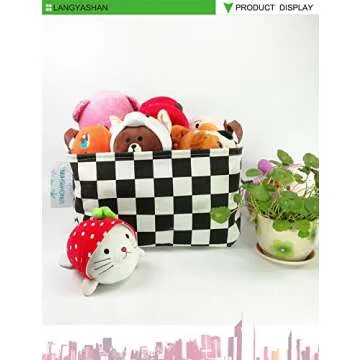 LANGYASHAN Rectangular Storage Bin Collapse Canvas Fabric Cartoon Storage Basket with Handles for Organizing Home Kitchen Boys and Girls Toys Office Closet Shelf Baskets (Rec-Racing flag)