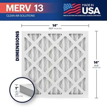 BNX TruFilter 14x14x1 Air Filter MERV 13 (6-Pack) - MADE IN USA - Electrostatic Pleated Air Conditio...