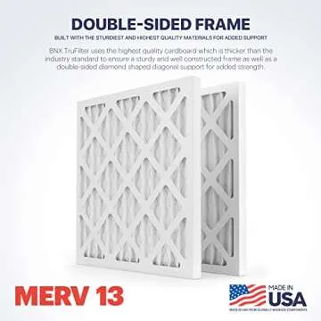BNX TruFilter 14x14x1 Air Filter MERV 13 (6-Pack) - MADE IN USA - Electrostatic Pleated Air Conditioner HVAC AC Furnace Filters for Allergies, Pollen, Mold, Bacteria, Smoke, Allergen, MPR 1900 FPR 10