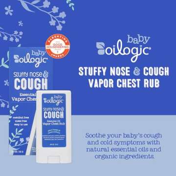 Oilogic Soothing Vapor Chest Rub, Stuffy Nose & Cough - Soothes Baby Cough & Cold with Essential Oil...