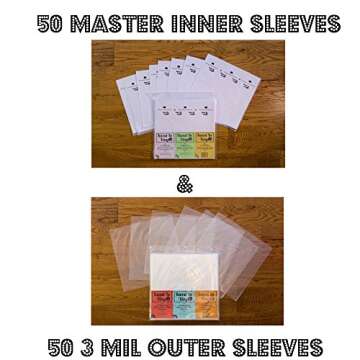 100 LP Sleeves Combo Pack (50 3 mil Outer & 50 Master Inner Sleeves) 33 RPM 12" Vinyl Record Sleeves...