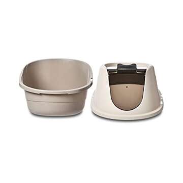 Amazon Basics No-Mess Enclosed Hooded Cat Litter Box, Standard, Multicolor, 21 in x 16 in x 15 in