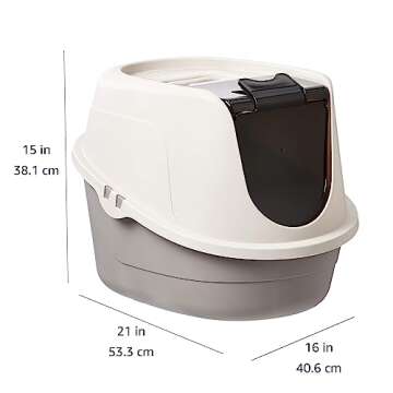 Amazon Basics No-Mess Enclosed Hooded Cat Litter Box, Standard, Multicolor, 21 in x 16 in x 15 in