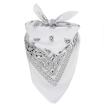 RIAH FASHION Multi-Purpose Cotton Unisex Bandana Face Cover in White