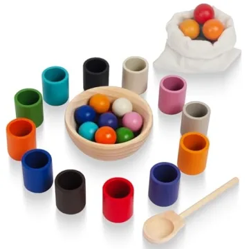 WOODENFUN Rainbow Balls Montessori Learning Toy for Toddlers