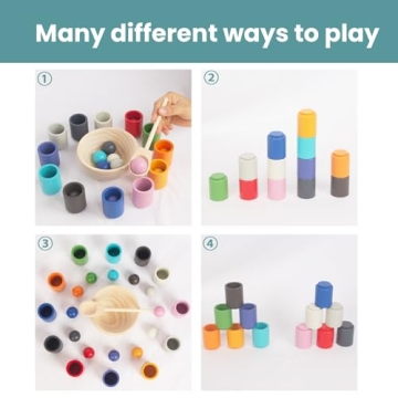 WOODENFUN Rainbow Balls Montessori Learning Toy for Toddlers