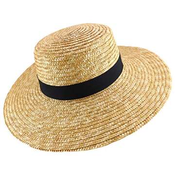 Stylish Women's Boater Straw Sun Hat for Summer Wear