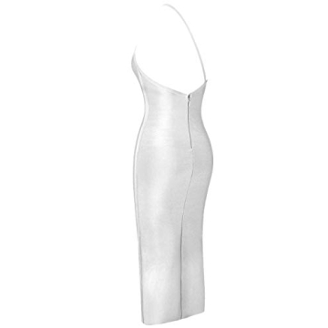 Whoinshop Women's One Shoulder Bandage Evening Knee Length Cocktail Party Dress (S, White)