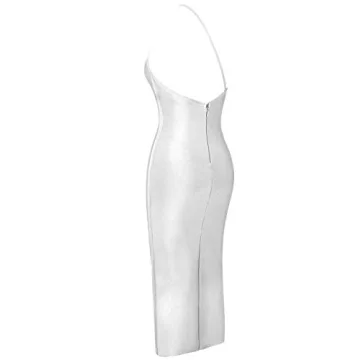 Whoinshop Women's One Shoulder Bandage Evening Knee Length Cocktail Party Dress (S, White)