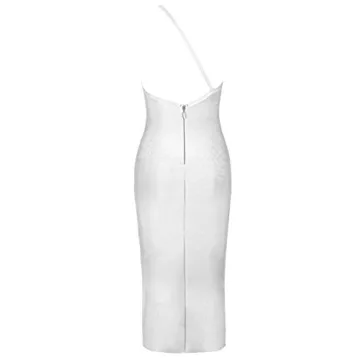 Whoinshop Women's One Shoulder Bandage Evening Knee Length Cocktail Party Dress (S, White)