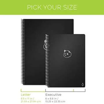 Rocketbook Smart Reusable Notebook, Letter Size Panda Planner with Daily, Weekly, & Monthly Pages, Midnight Blue, (8.5" x 11")