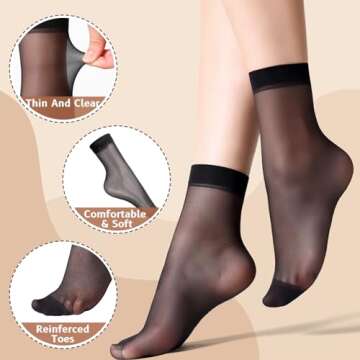 MANZI 12 Pairs Women's Ankle High Sheer Socks - Comfort and Durability in One