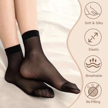 Shop MANZI 12 Pairs Women's Ankle High Sheer Socks