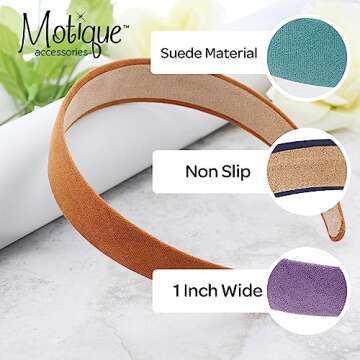 1 Inch Wide Suede Like Headband Solid Hair band for Women and Girls (Lavender)