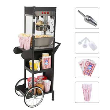8 Ounce Vintage Popcorn Popper Machine with Cart
