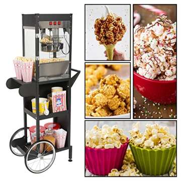 8 Ounce Vintage Popcorn Popper Machine with Cart