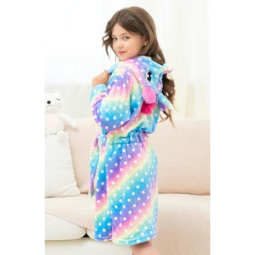 Doctor Unicorn Cozy Hooded Robe for Girls Age 3-4