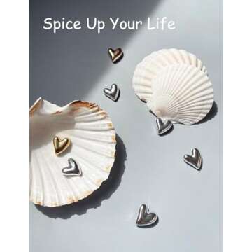 24PCS Gold Fridge Magnets Cute Small Heart Refrigerator Magnets, Silver Decorative Magnets for White...