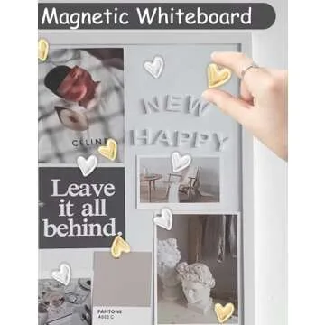 24PCS Gold Fridge Magnets Cute Small Heart Refrigerator Magnets, Silver Decorative Magnets for Whiteboard Cabinet Locker, Aesthetic Fun Magnets for Classroom Home Kitchen Office